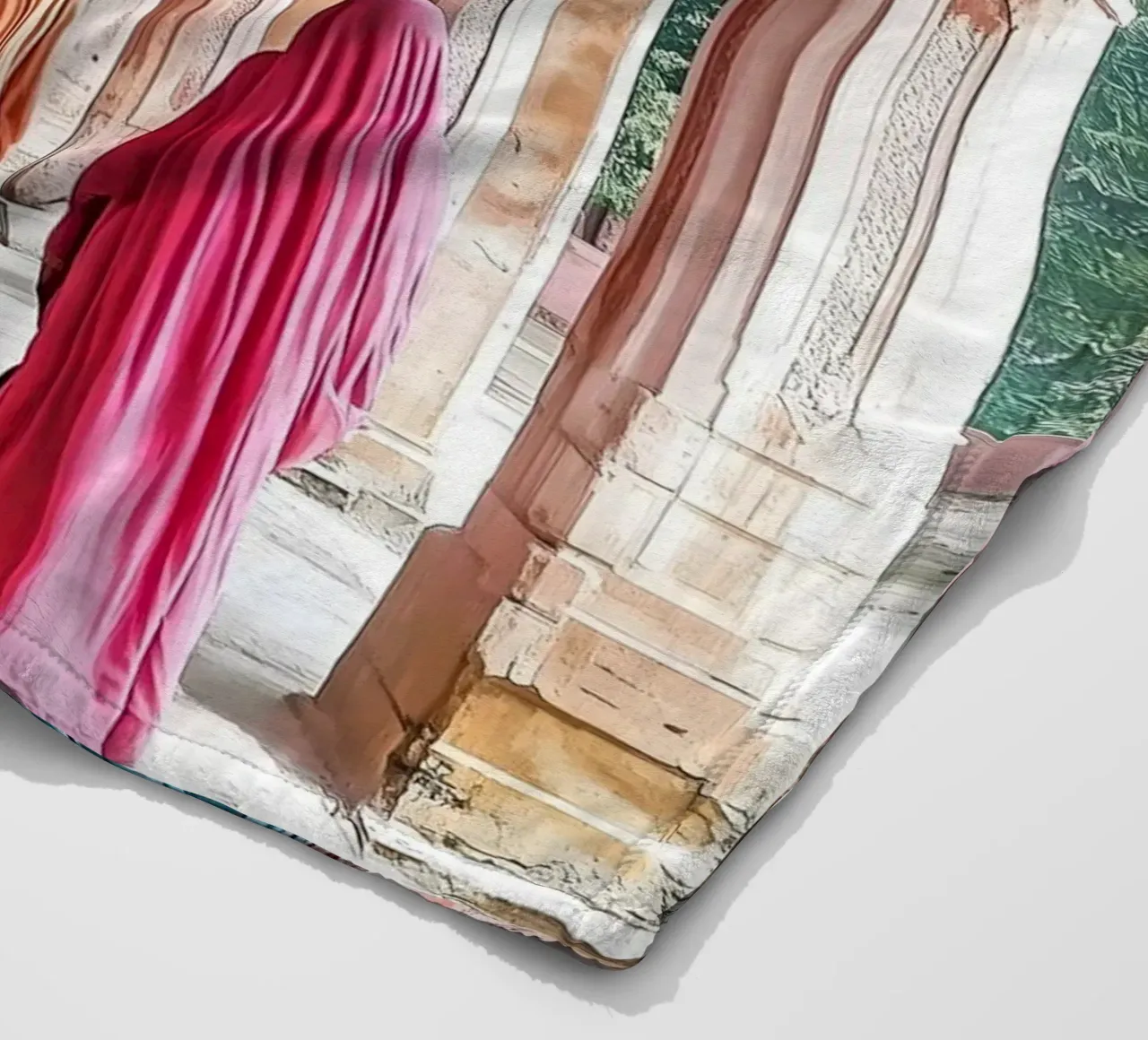 Donne che camminano tra gli archi - Collezione Marrakesh coperta in pile da Conde Arte