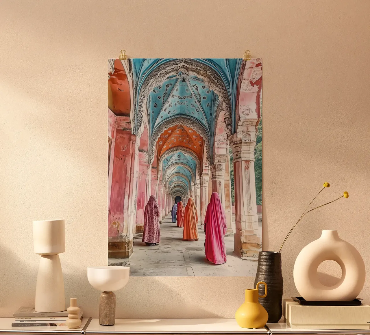 Donne che camminano tra gli archi - Collezione Marrakesh carta hahnemühle da Conde Arte