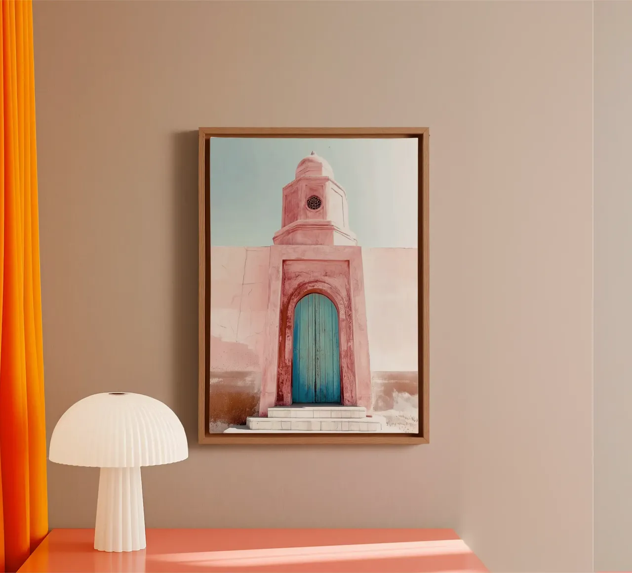 Small mosque in the desert - Marrakesh Collection canvas with Floater frame by Conde Arte