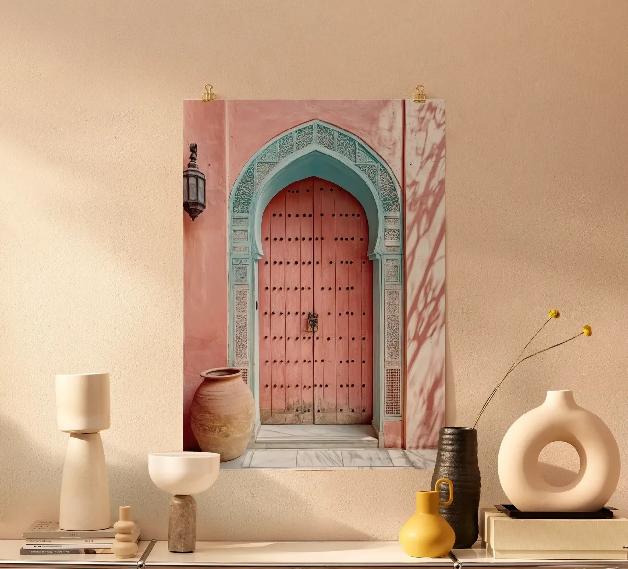 Arab architecture door and arch - Marrakesh Collection poster with wooden frame by Conde Arte