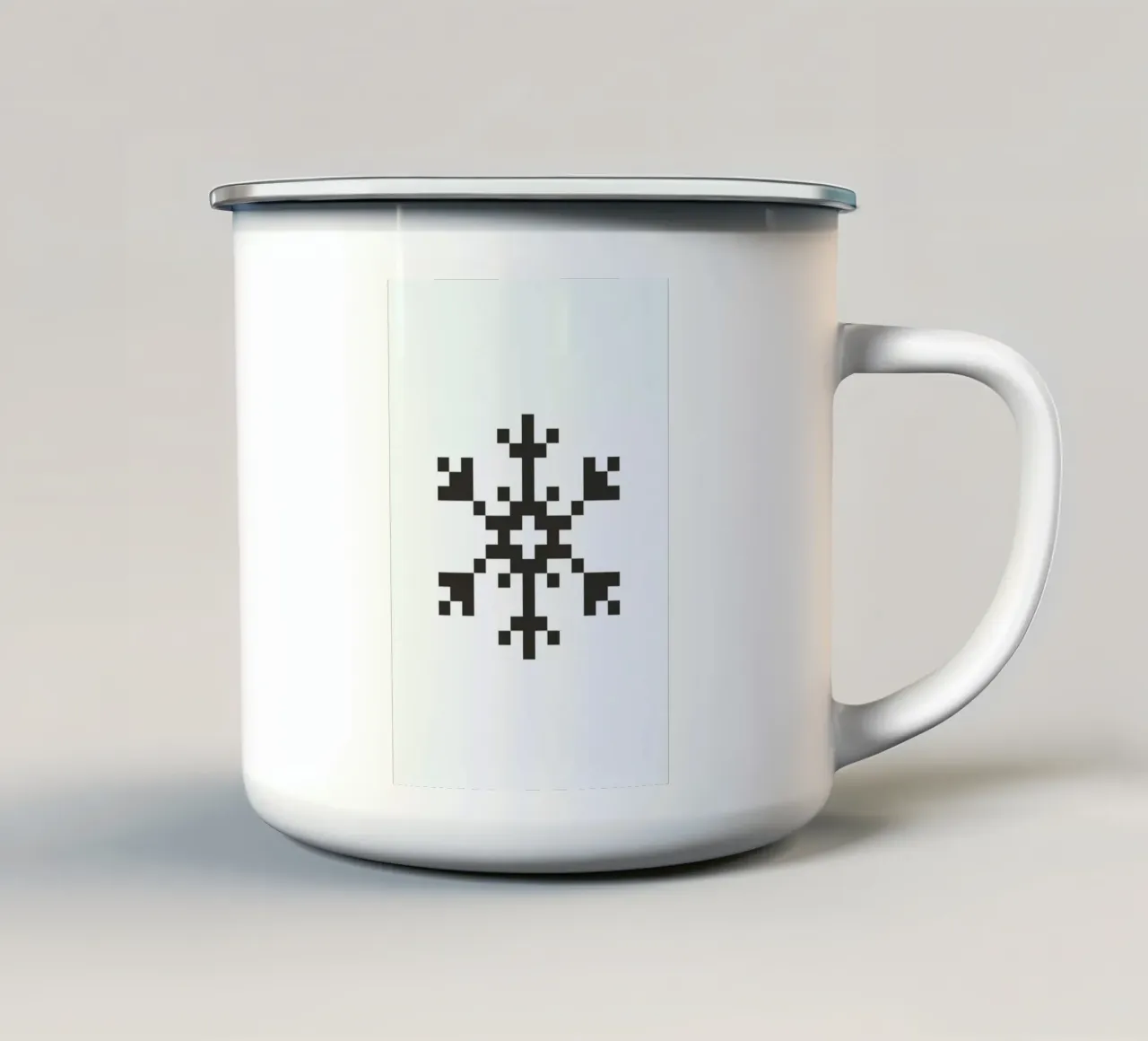 Black Snowflake 2 enamel mug by Studio One
