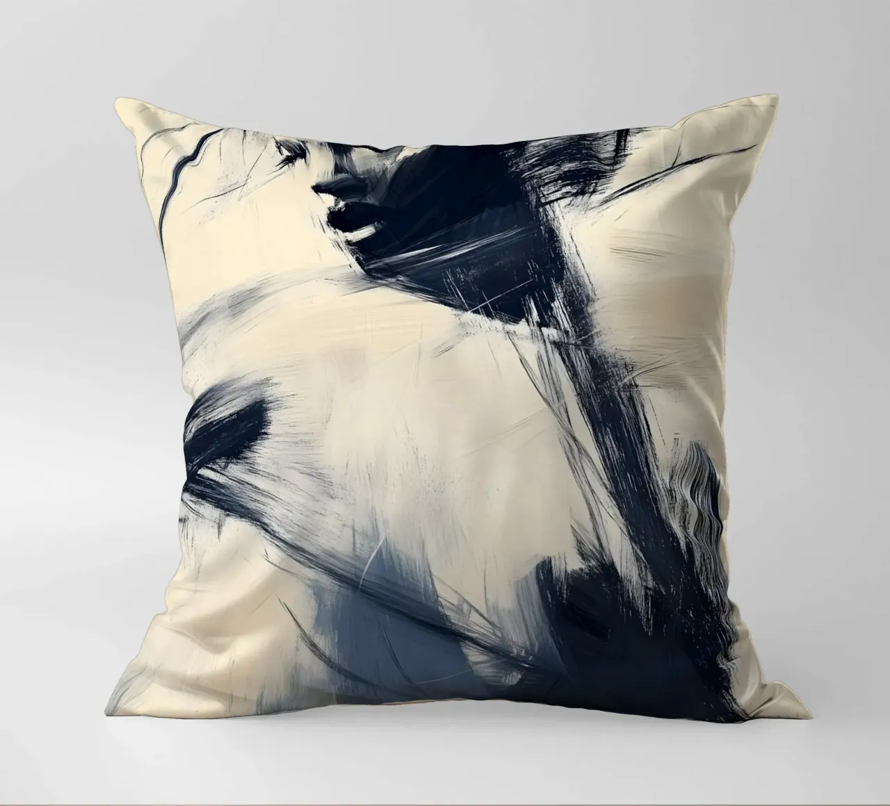 Espressione femminile - Collezione astratta blu e beige cuscino da Conde Arte