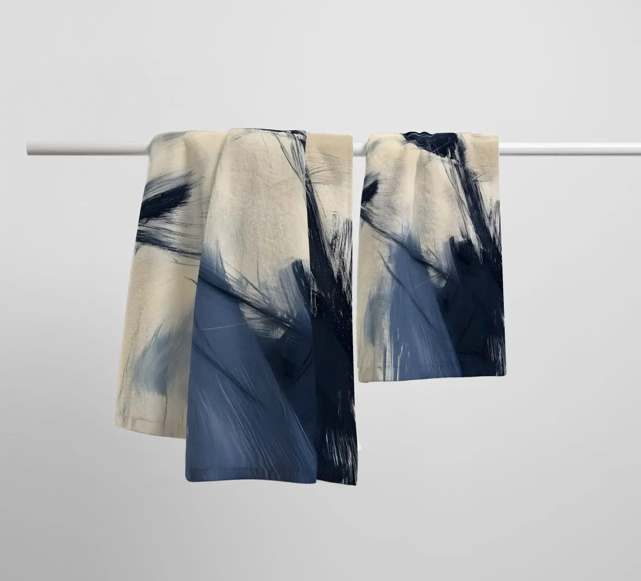 Espressione femminile - Collezione astratta blu e beige asciugamano da bagno da Conde Arte