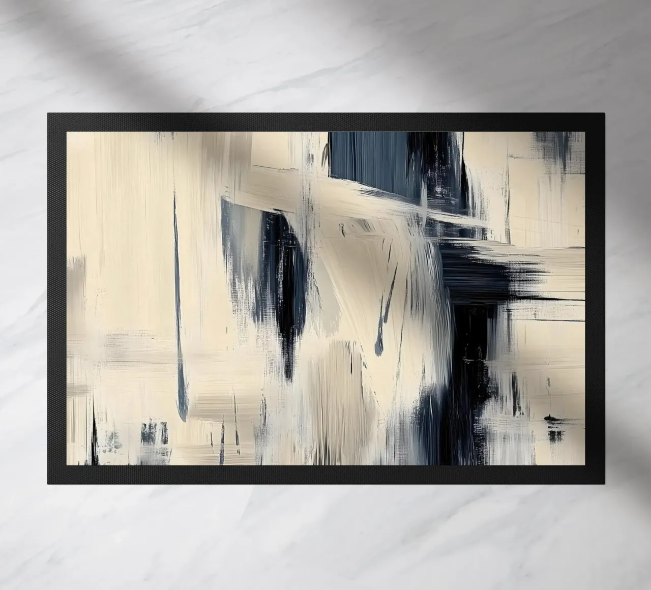 Painting and brushwork - Blue and beige Abstract Collection doormat by Conde Arte