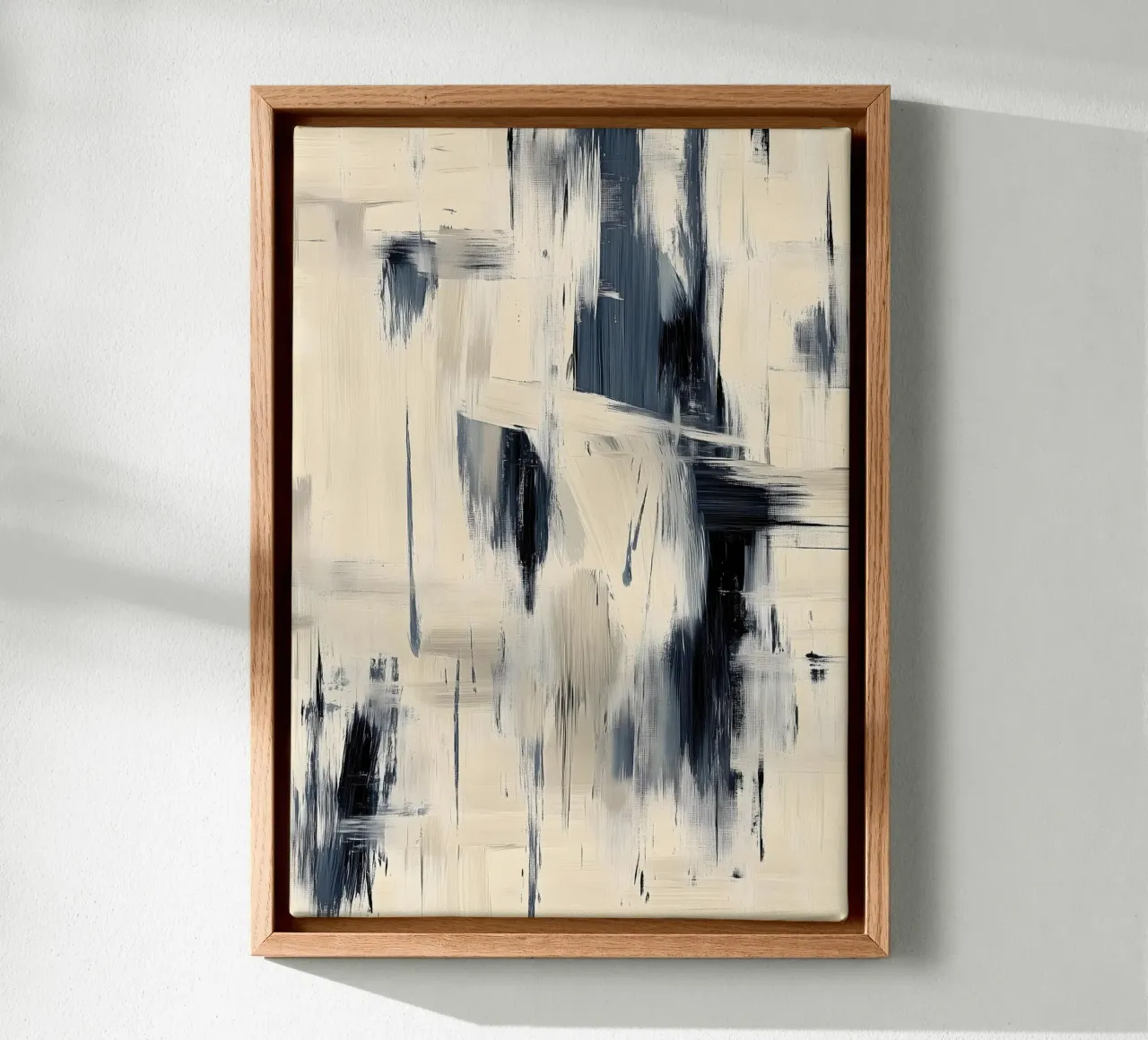 Schilderij en penseelwerk - Blauw en beige Abstracte collectie canvas met Baklijst van Conde Arte