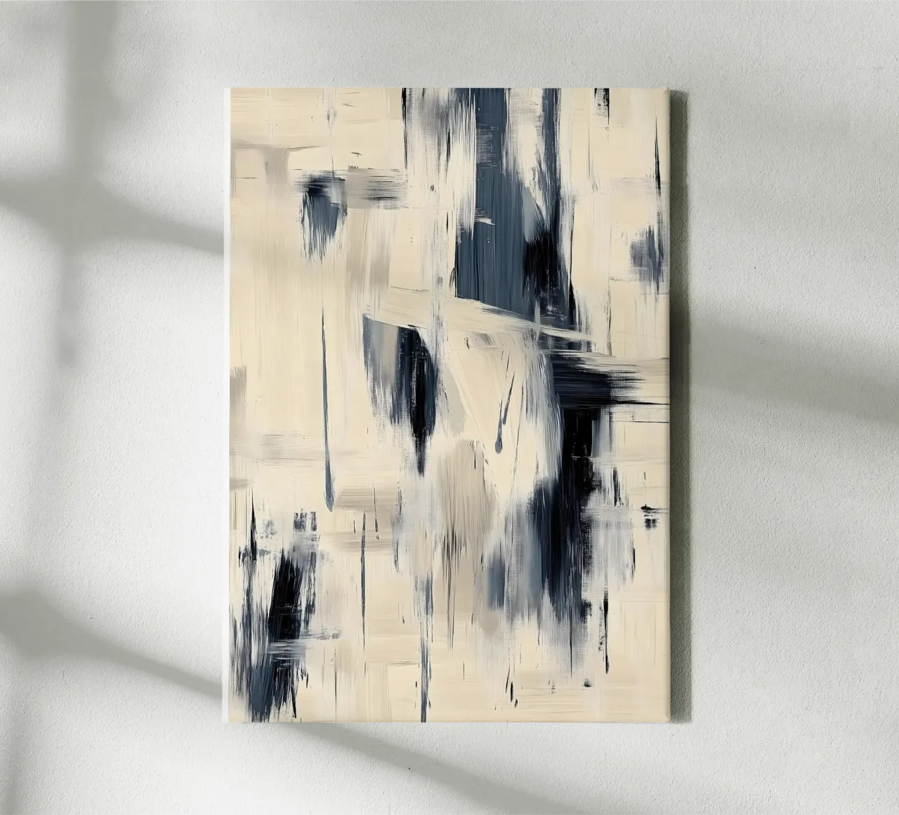 Schilderij en penseelwerk - Blauw en beige Abstracte collectie canvas met Baklijst van Conde Arte