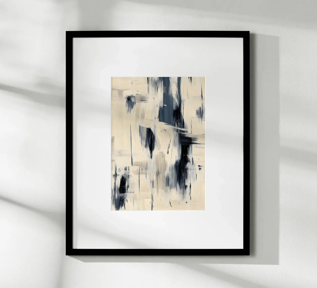 Schilderij en penseelwerk - Blauw en beige Abstracte collectie poster met aluminium frame van Conde Arte
