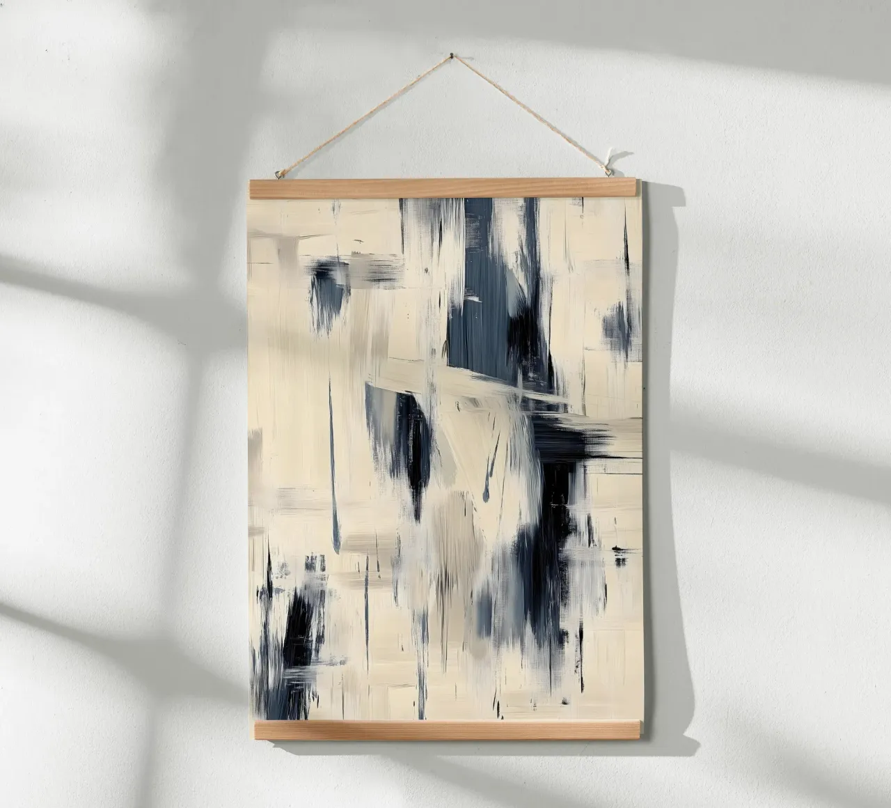 Schilderij en penseelwerk - Blauw en beige Abstracte collectie poster met aluminium frame van Conde Arte