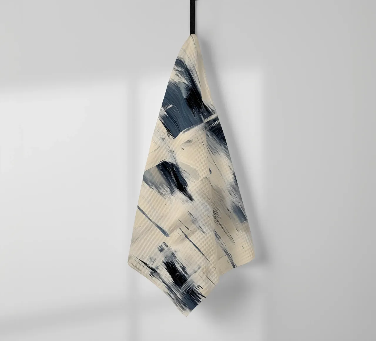 Painting and brushwork - Blue and beige Abstract Collection tea towel by Conde Arte