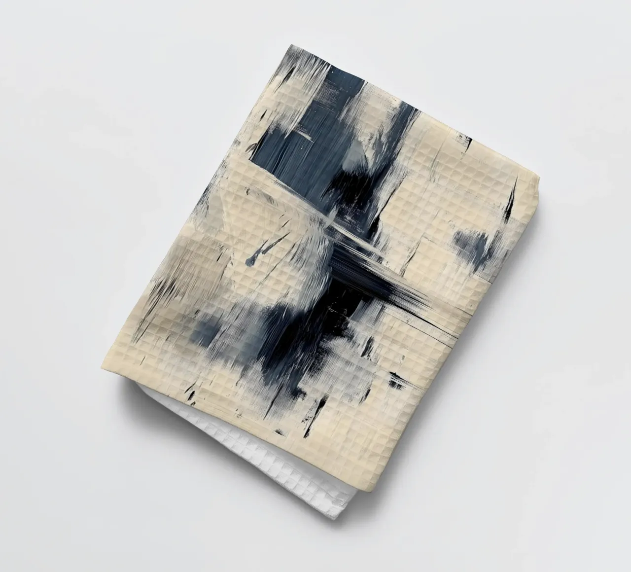 Painting and brushwork - Blue and beige Abstract Collection tea towel by Conde Arte