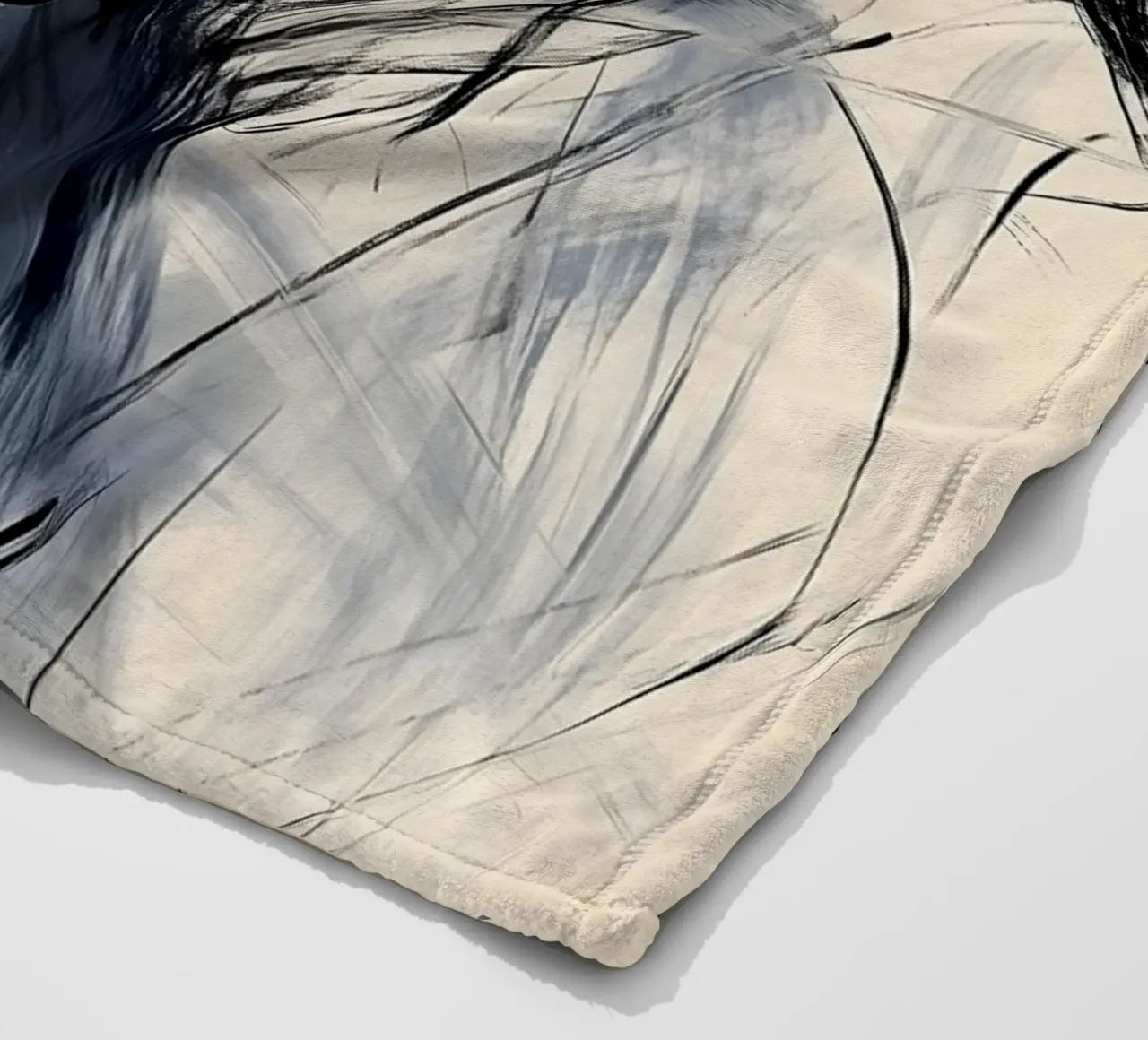 Female portrait - Blue and beige Abstract Collection fleece blanket by Conde Arte