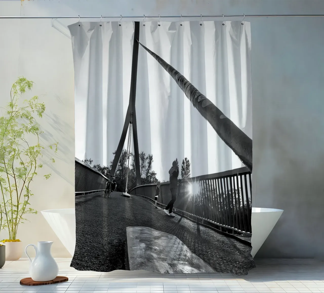 Sunset Brigde shower curtain by Soulshots
