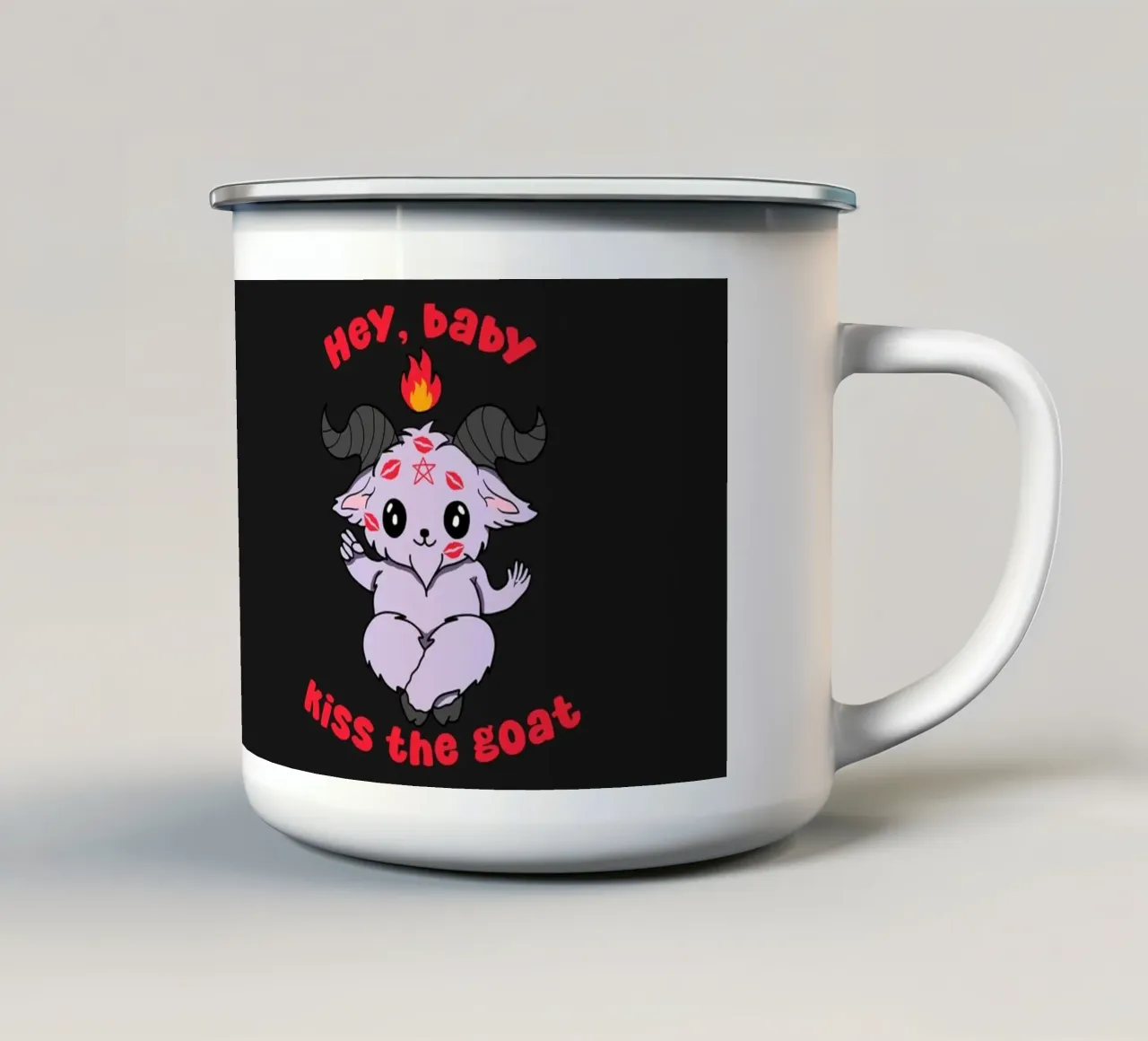 Baciare la capra tazza in smalto da Loobs