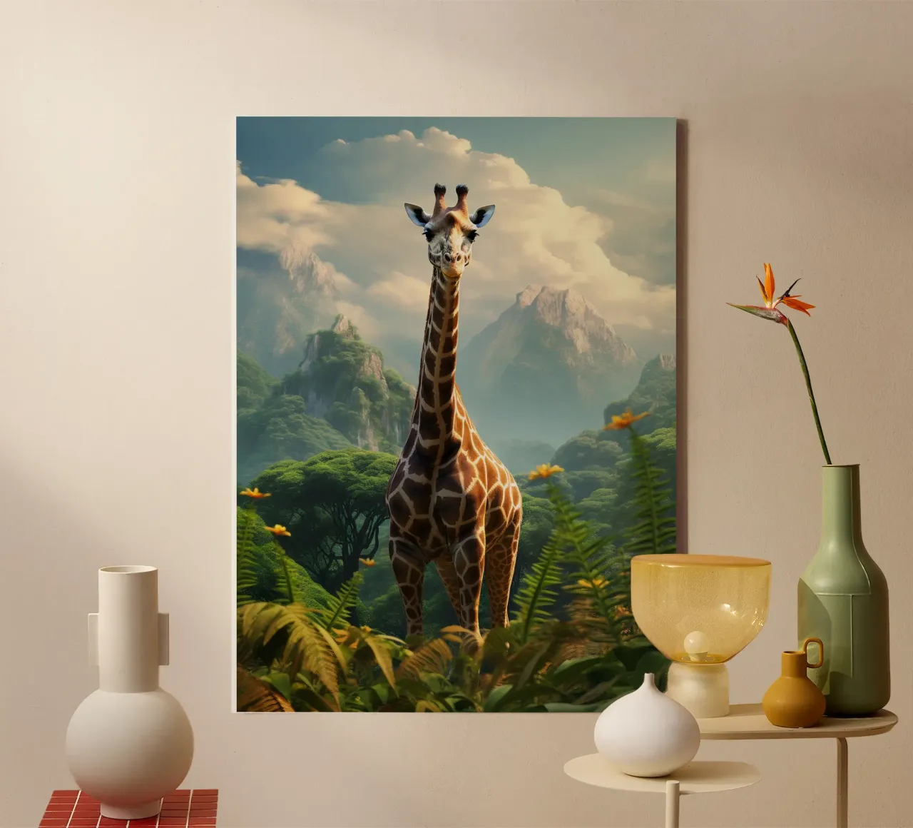 Giraffe Mountains canvas by Mateo