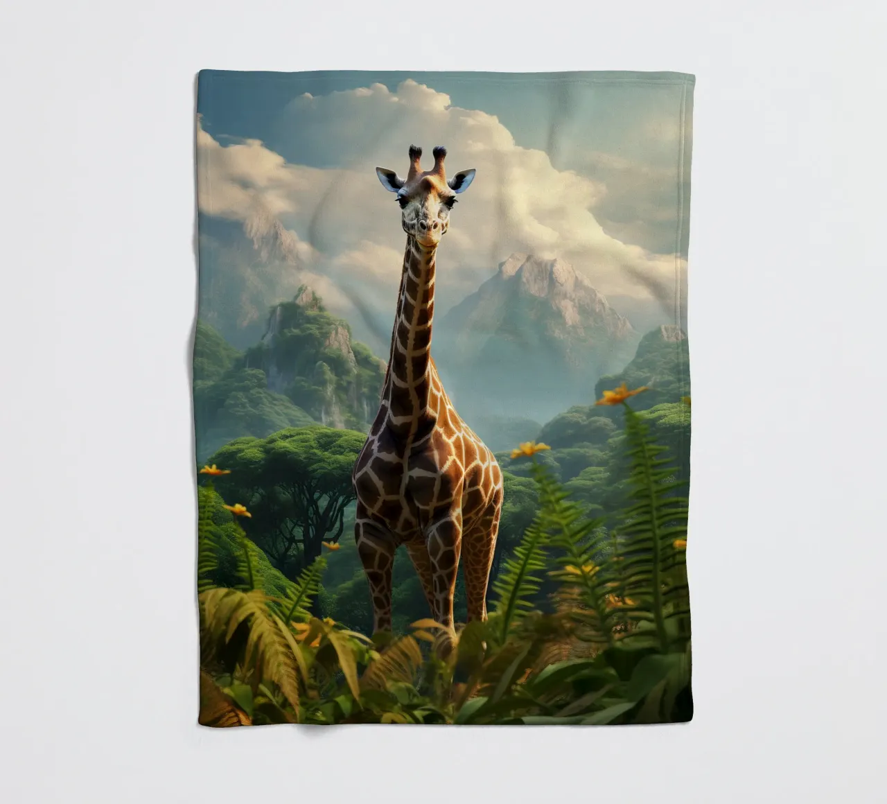 Giraffe Mountains fleece blanket by Mateo