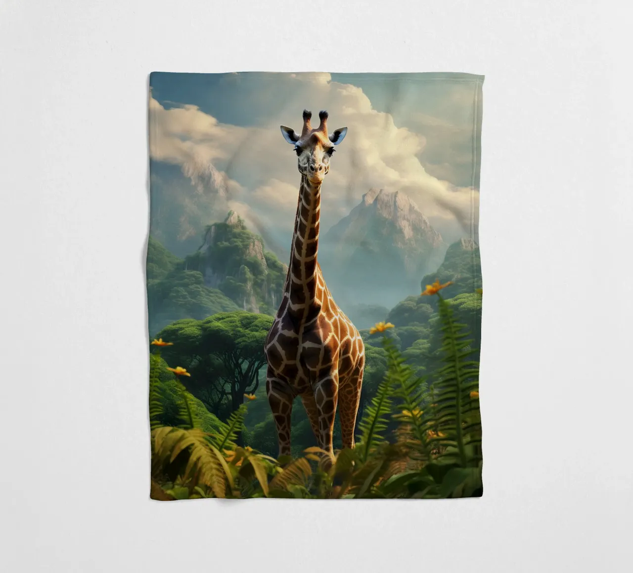 Giraffe Mountains fleece blanket by Mateo