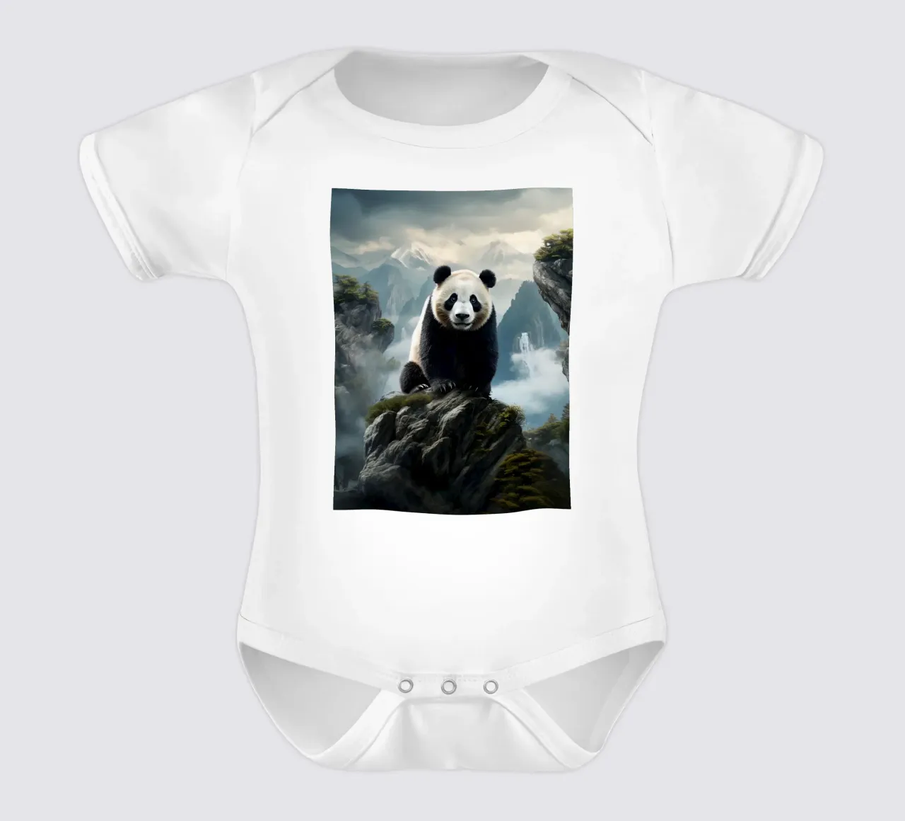 Panda Mountains babyrompertje korte mouwen van Mateo