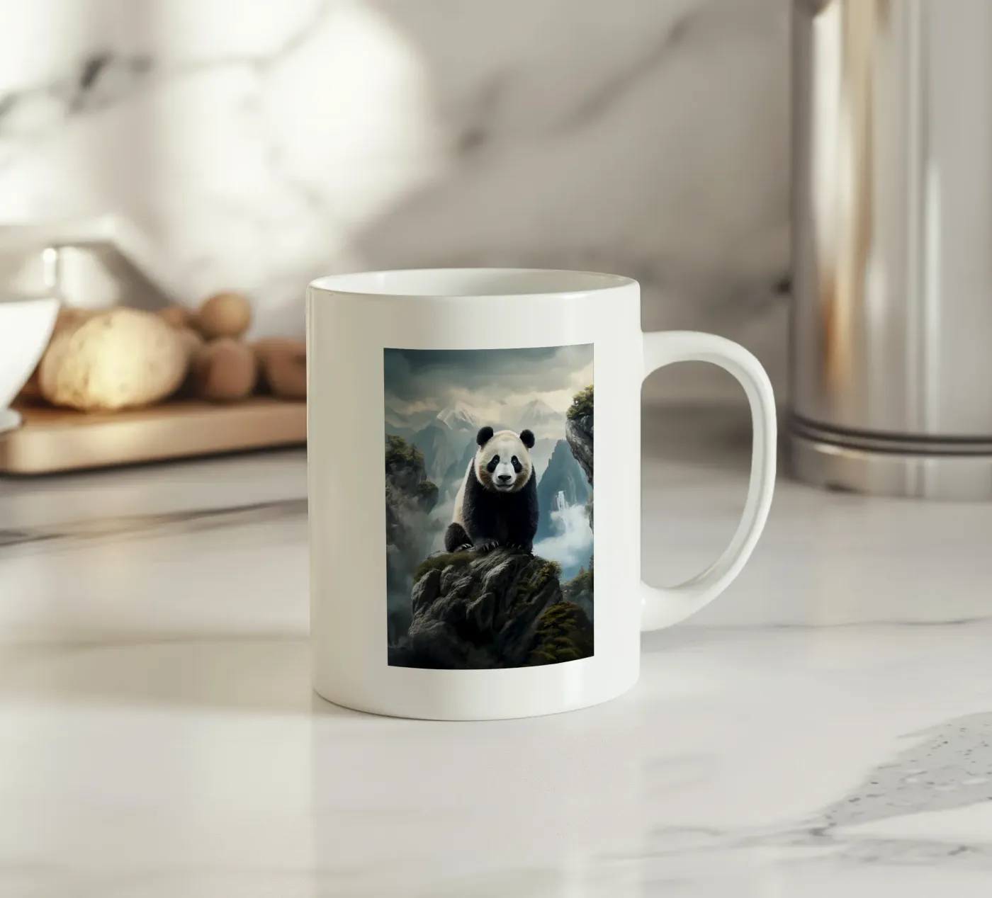 Panda Mountains ceramic mug by Mateo