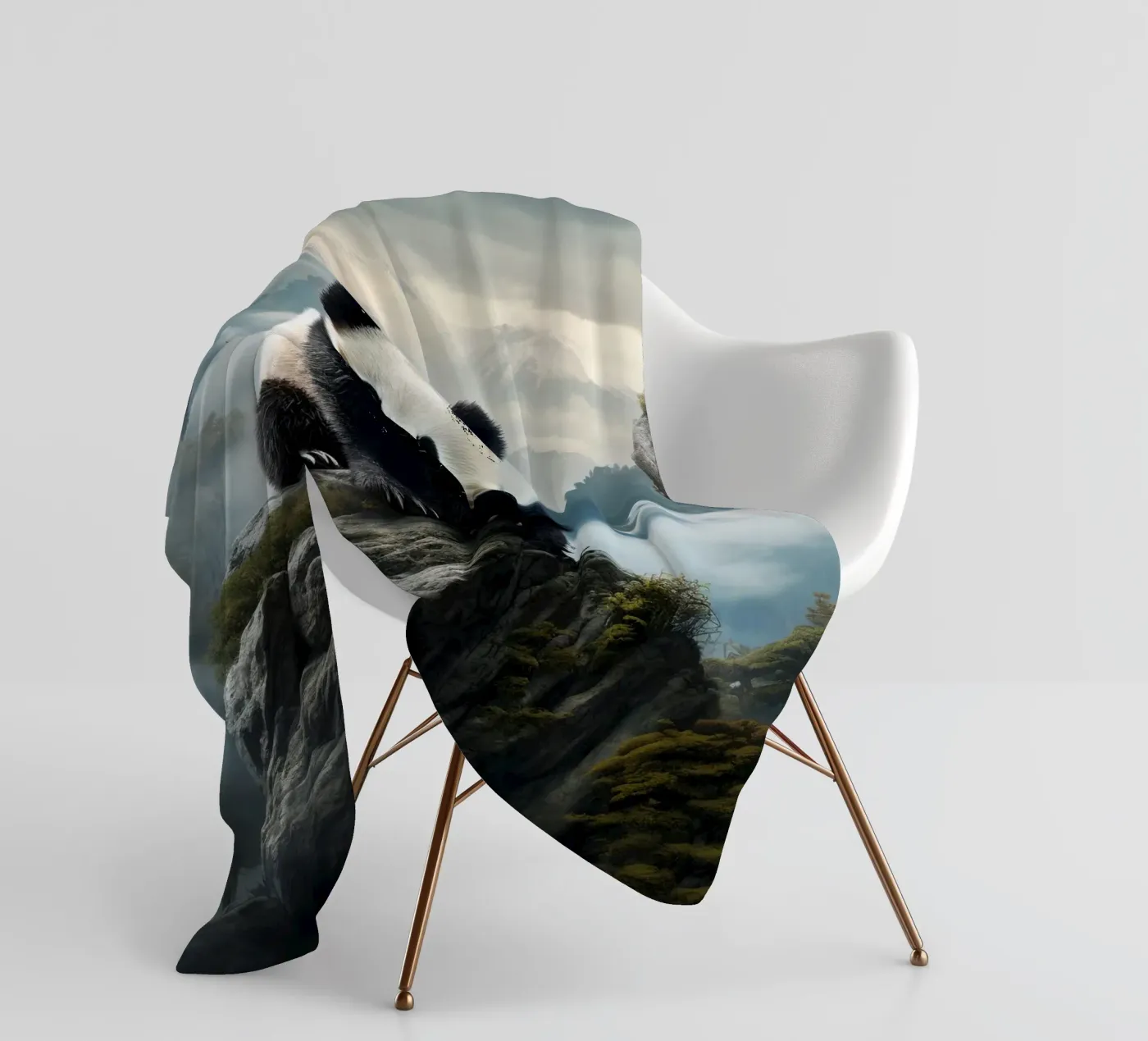 Panda Mountains Fleecedecke von Mateo