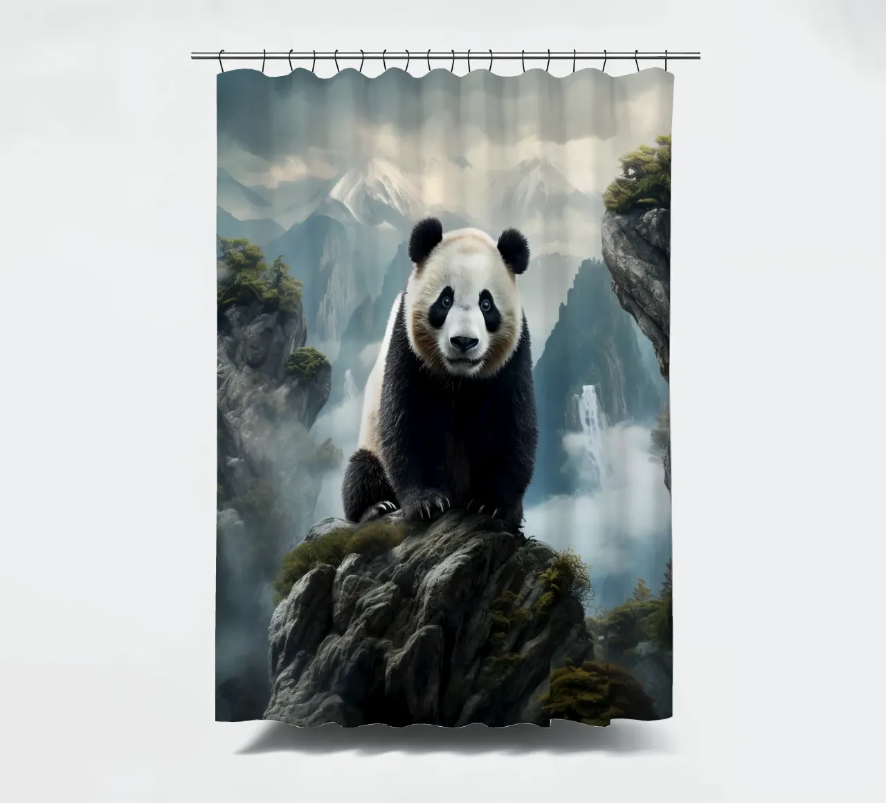 Panda Mountains shower curtain by Mateo