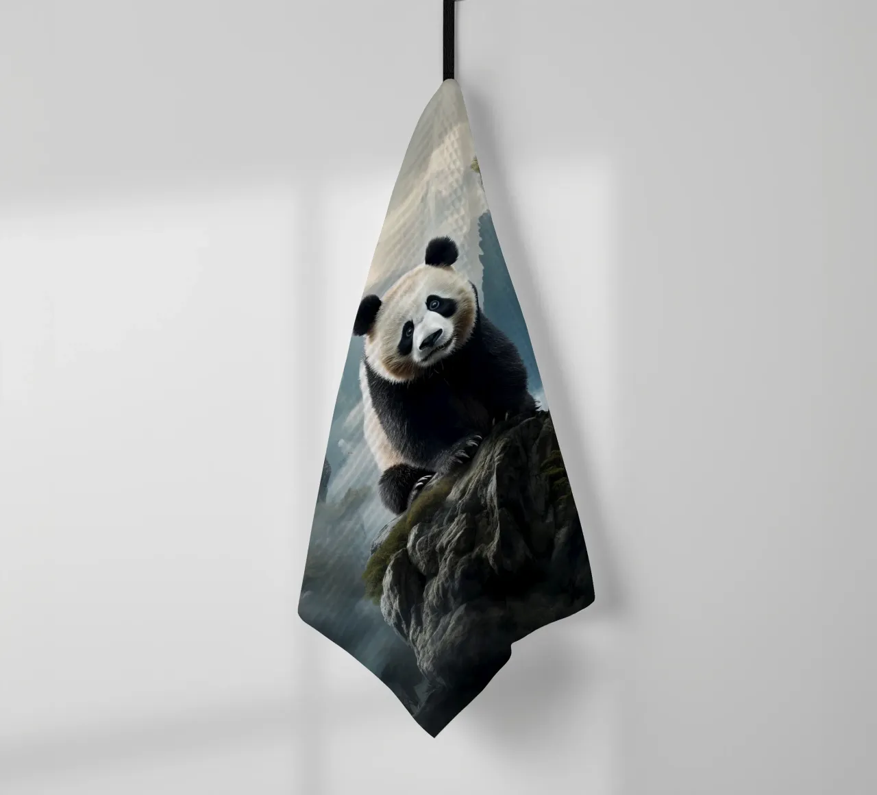 Panda Mountains tea towel by Mateo