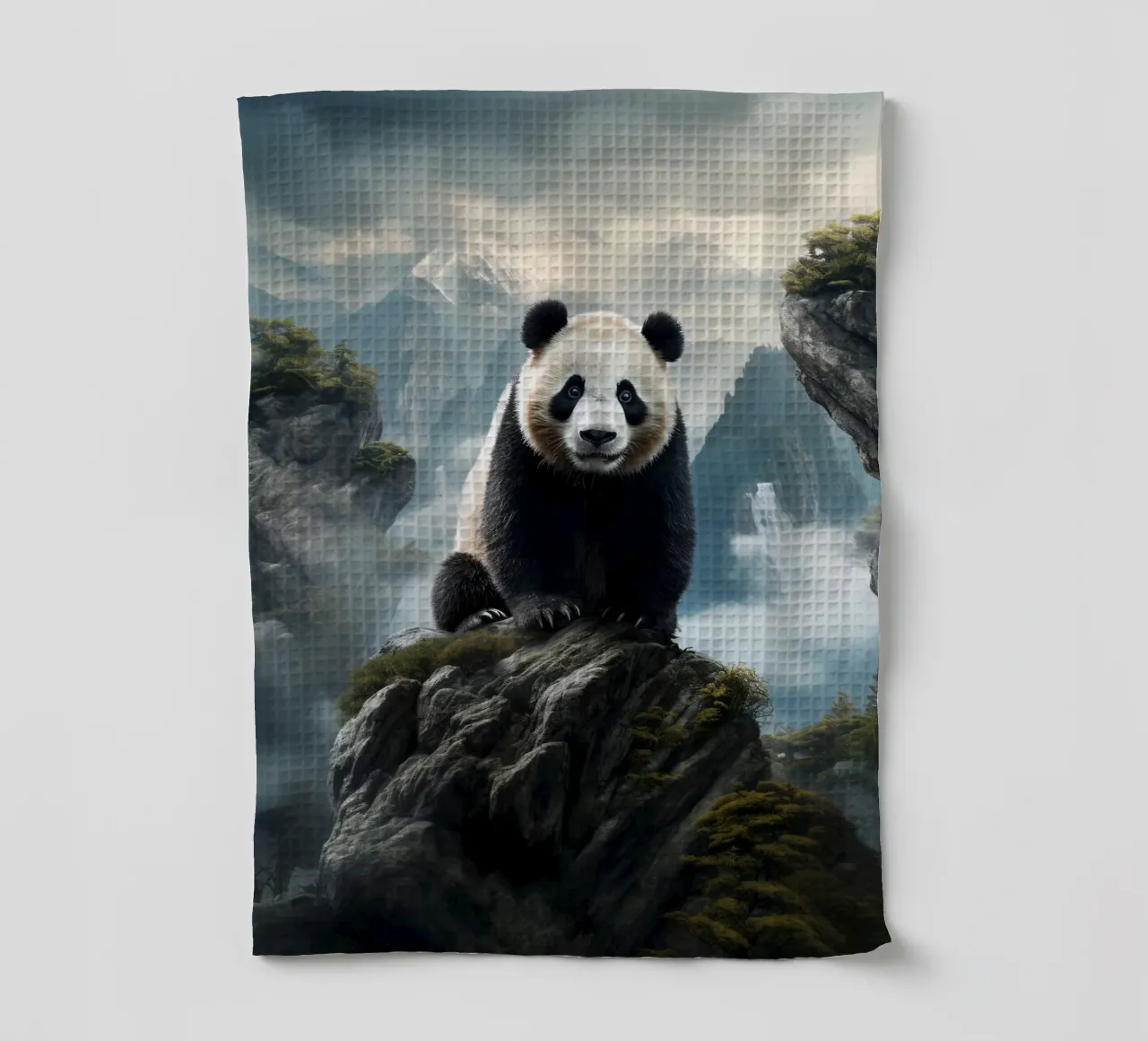 Panda Mountains tea towel by Mateo