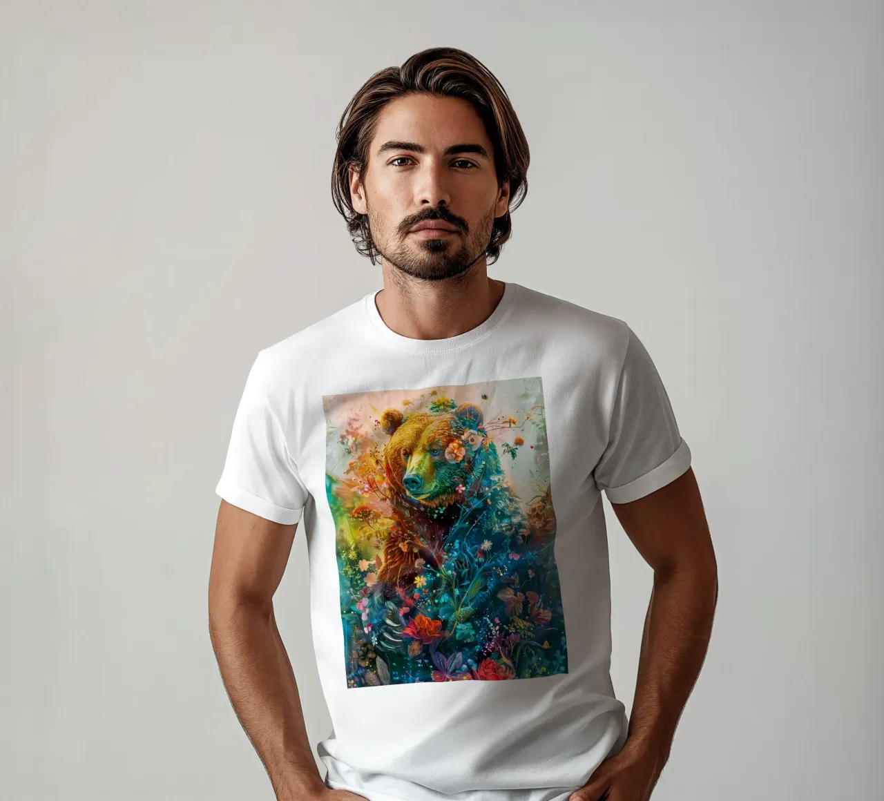 Bear Flowers Abstract t-shirt by Mateo