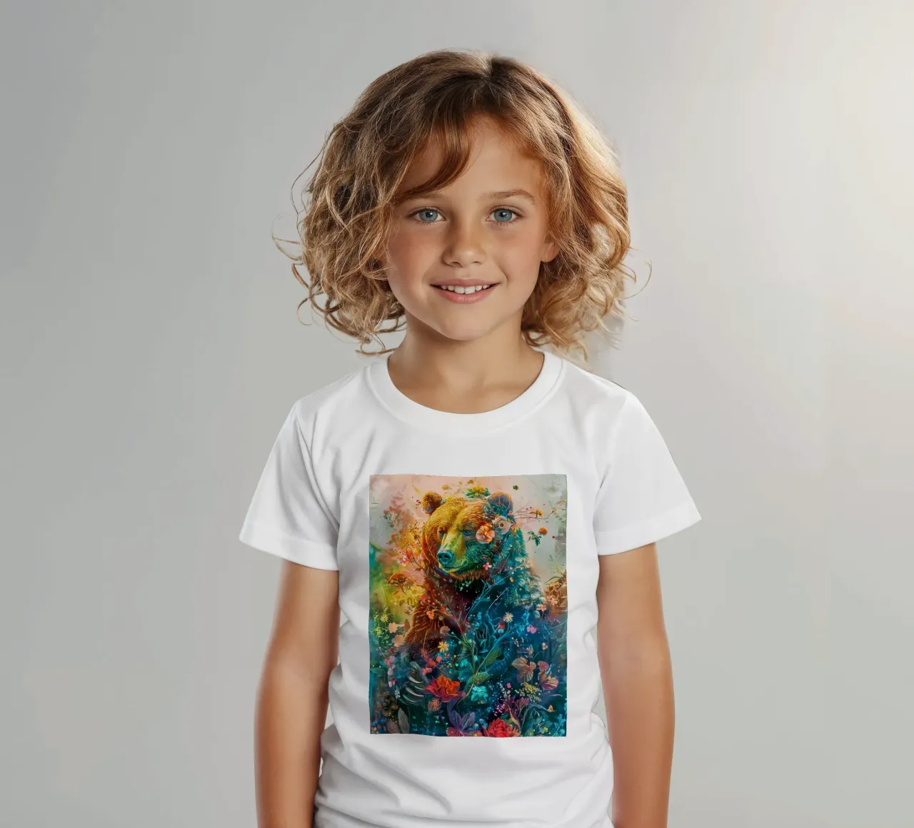 Bear Flowers Abstract kids t-shirt by Mateo