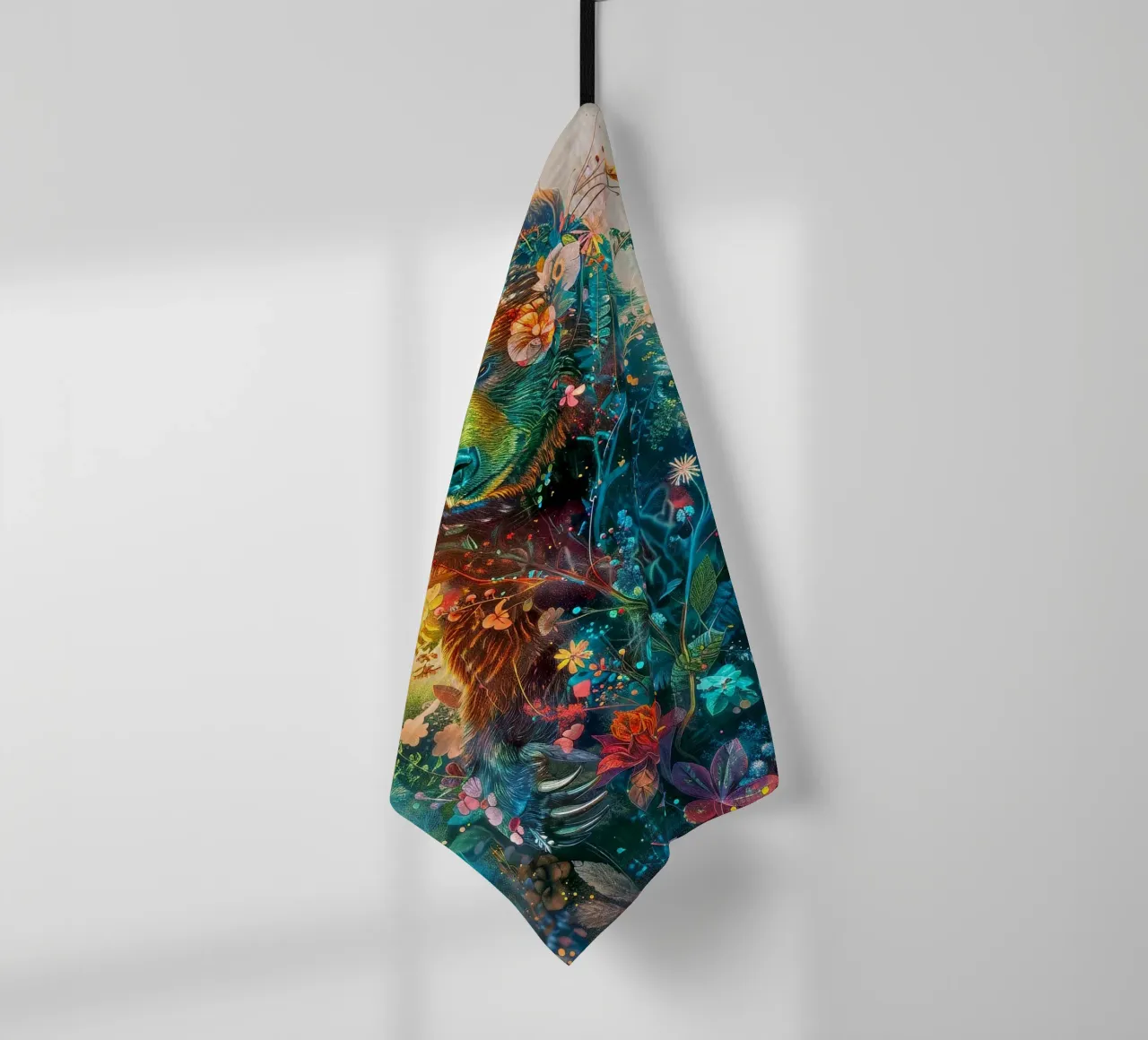 Bear Flowers Abstract tea towel by Mateo