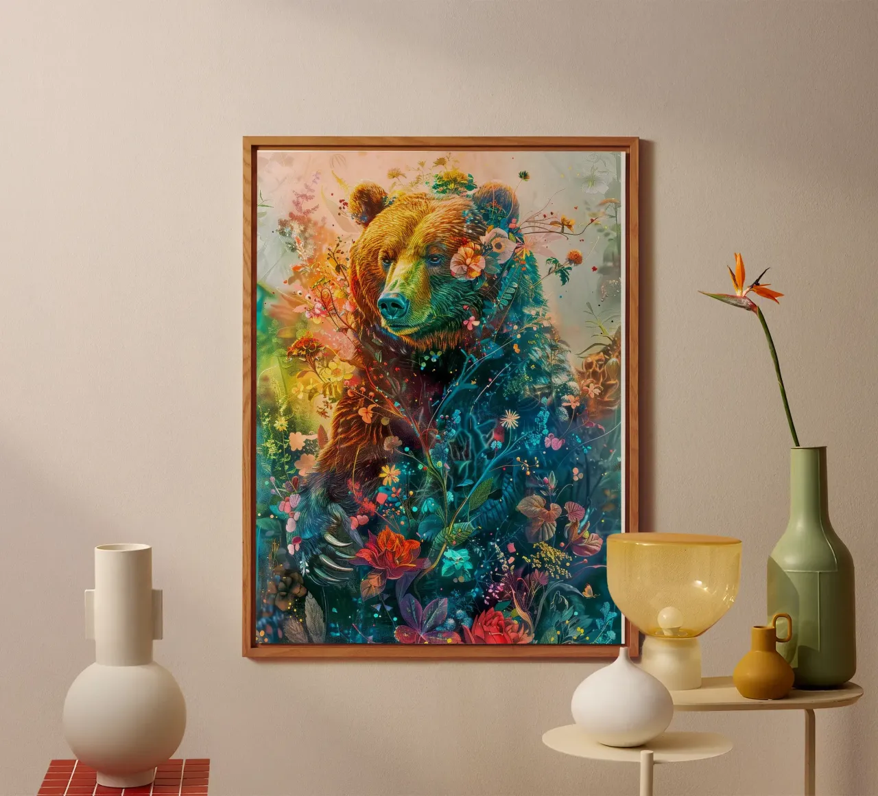 Bear Flowers Abstract alu-dibond by Mateo