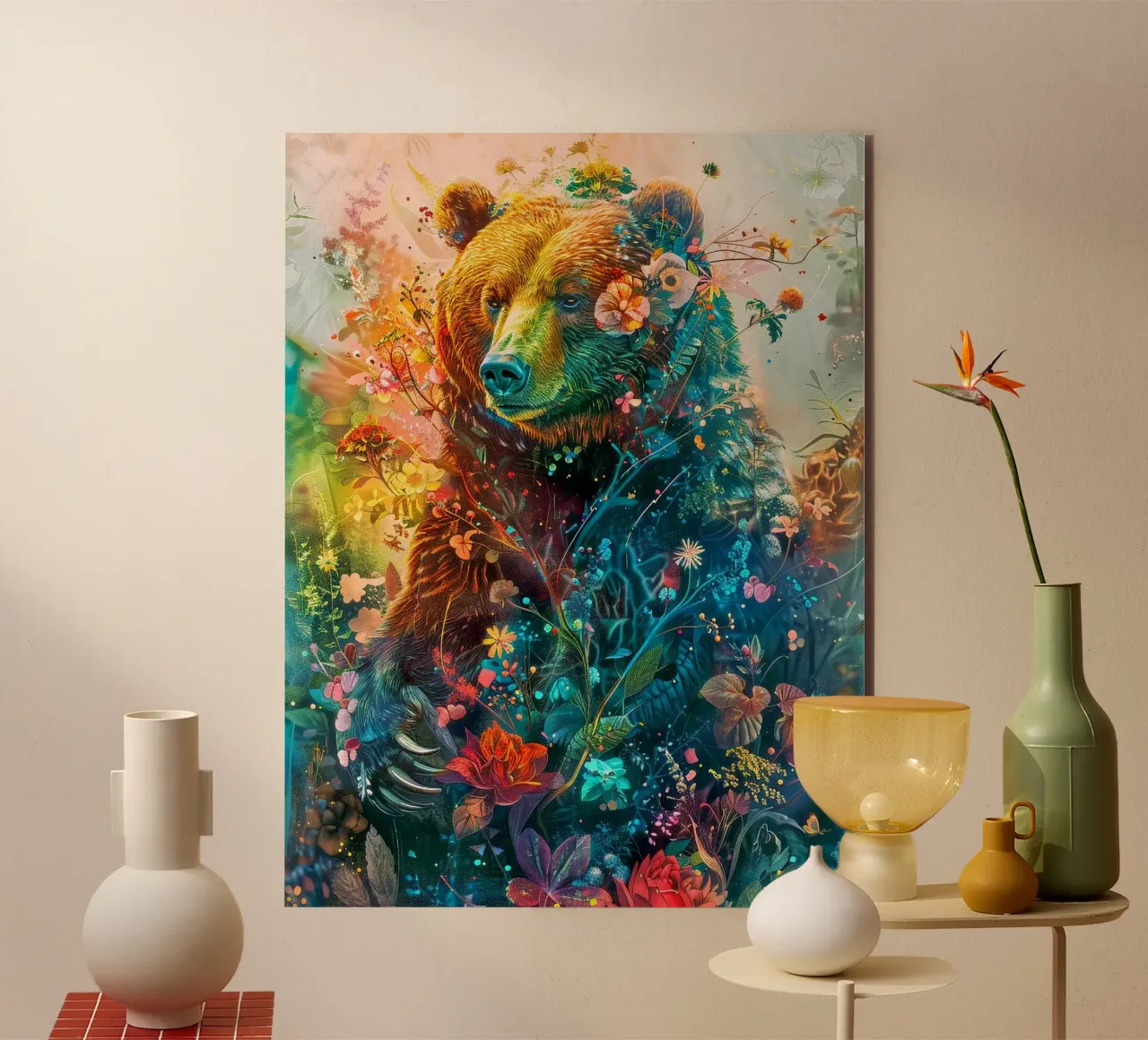Bear Flowers Abstract alu-dibond by Mateo