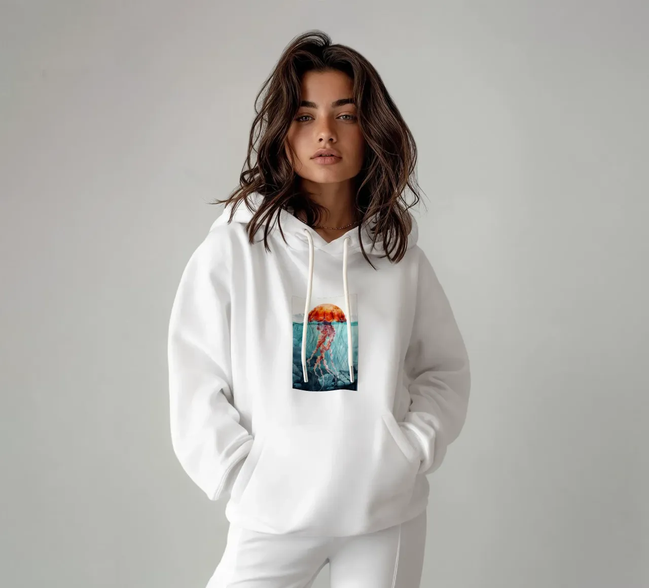 Medusa vita oceanica felpa con cappuccio da Justyna Jaszke JBJart