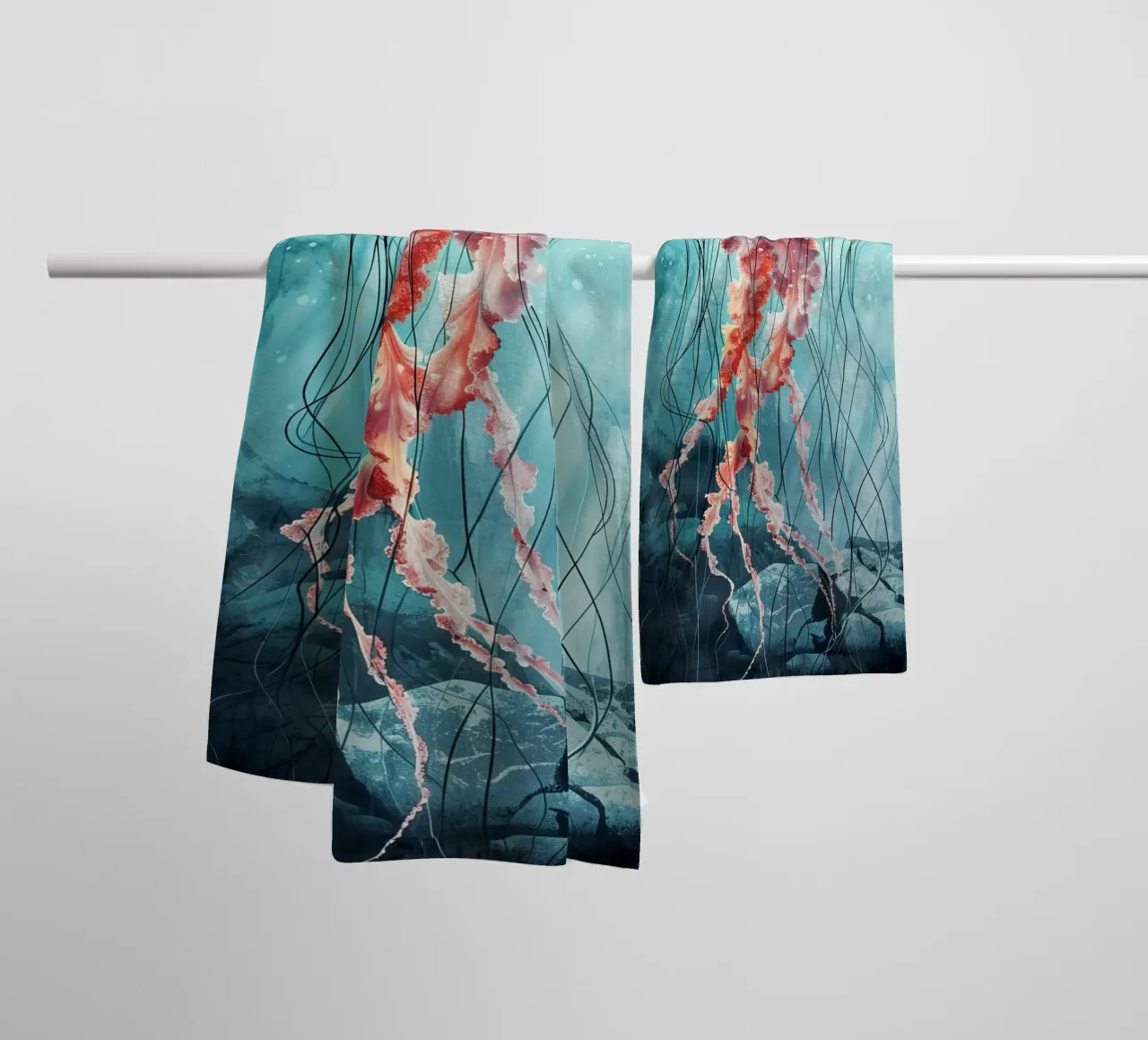 Medusa ocean life towel by Justyna Jaszke JBJart