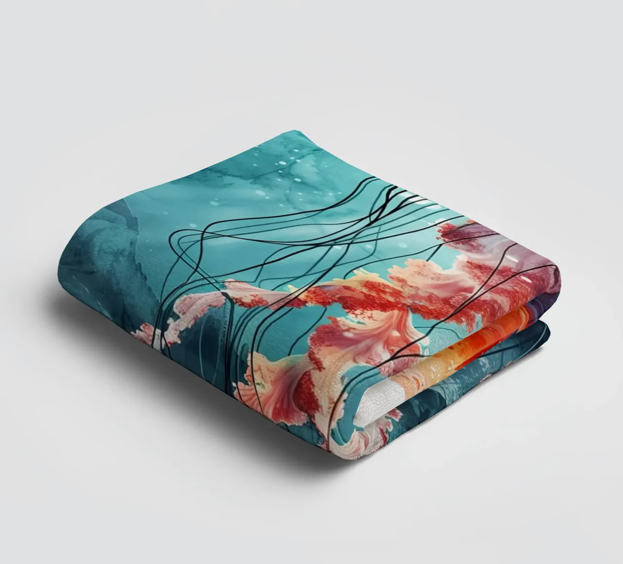 Medusa ocean life towel by Justyna Jaszke JBJart
