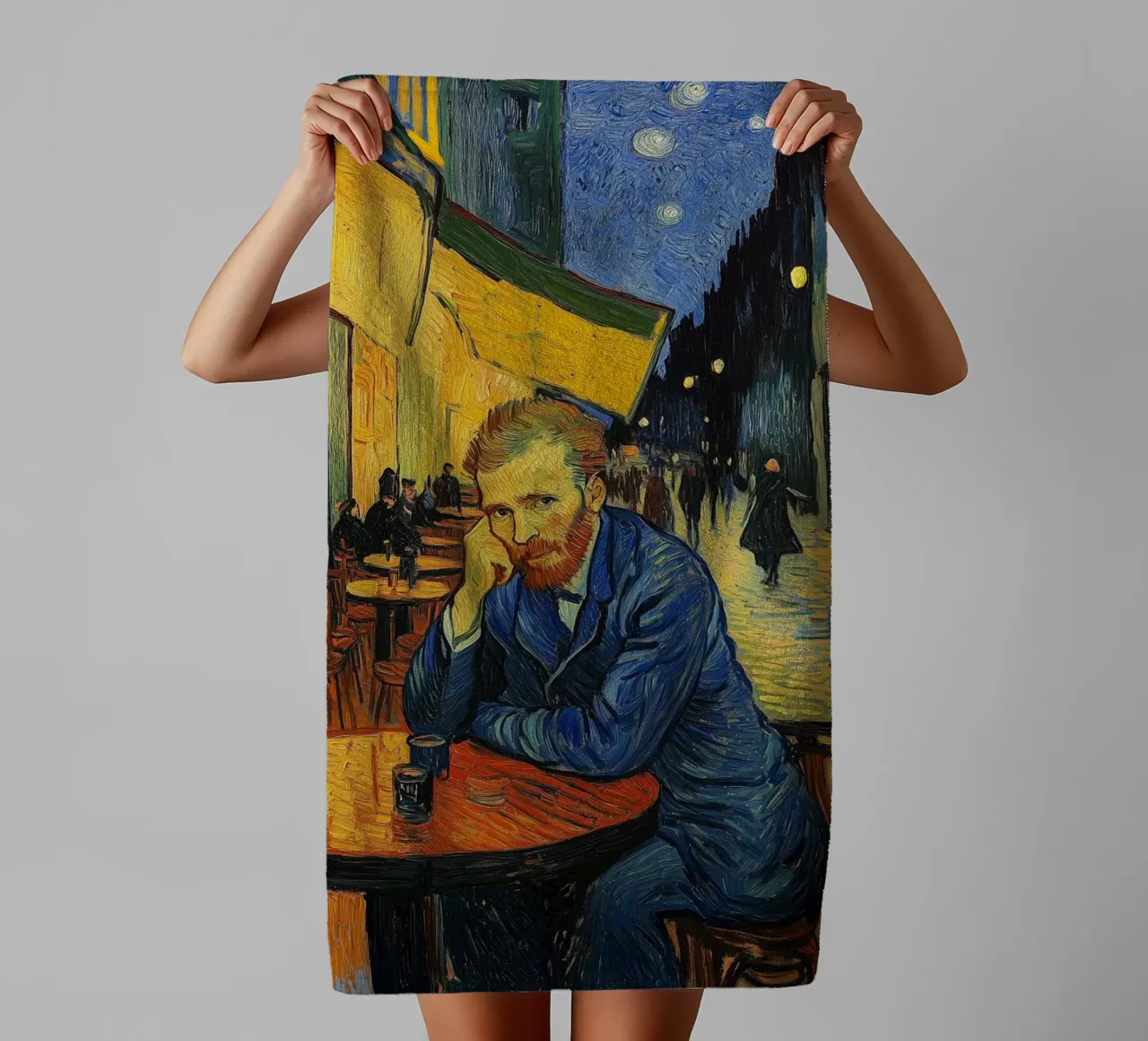 Caffè con Vincent asciugamano da bagno da Carinaprint