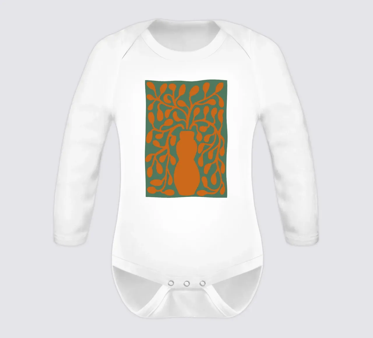 Orange vase long-sleeve baby romper by LisaArtes
