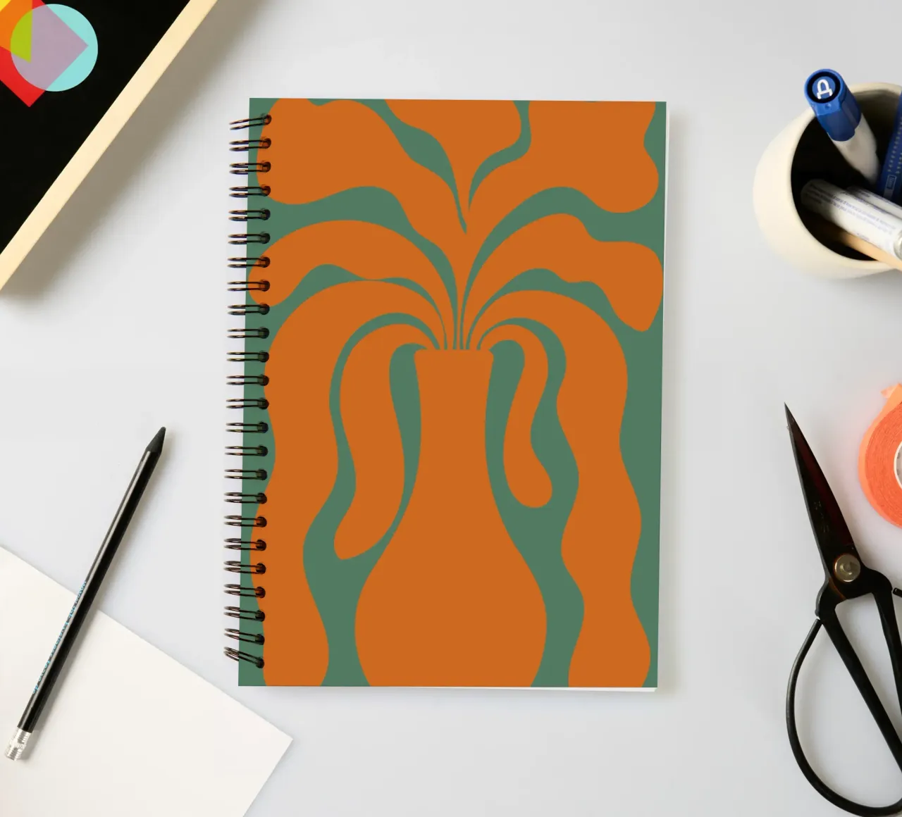 Vase with abstract shapes spiral notebook by LisaArtes