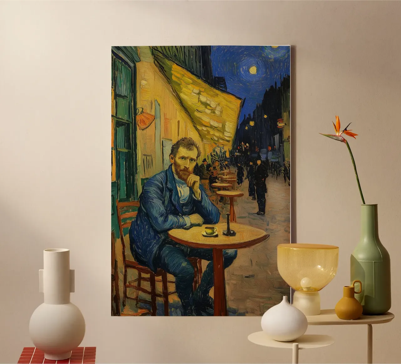 Caféterrasse mit van Gogh canvas by Carinaprint
