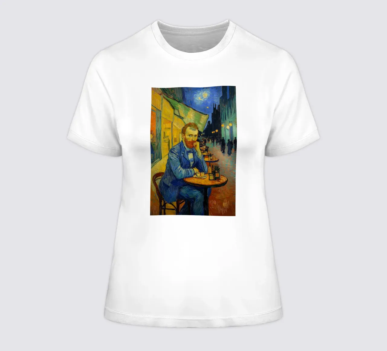 Vincent im Caféterrasse women's fitted t-shirt by Carinaprint