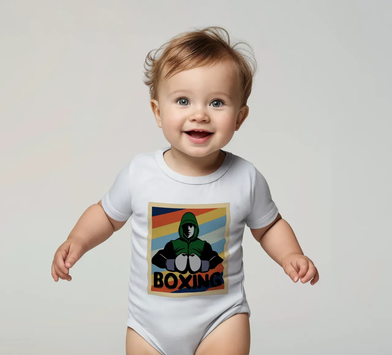 boxe retro art design body neonato maniche corte da ririedis