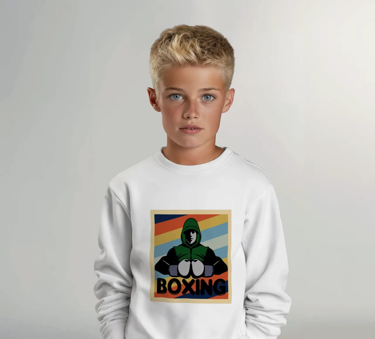boxe retro art design felpa bambino da ririedis