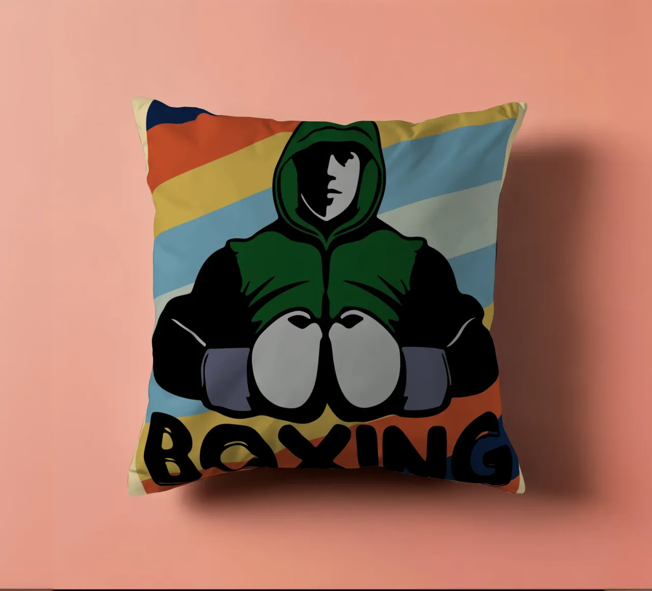 boxe retro art design cuscino da ririedis