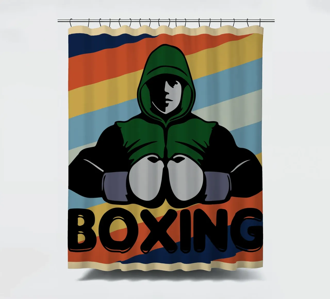 boxe retro art design tenda da doccia da ririedis