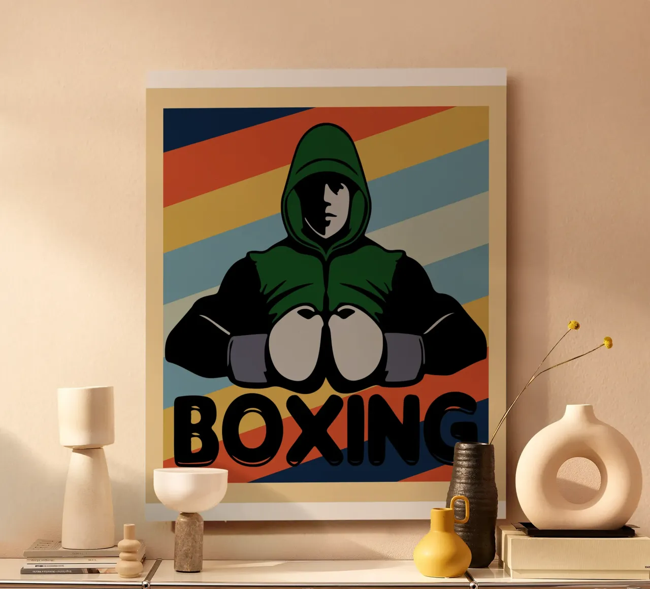 boxe retro art design alluminio dibond da ririedis
