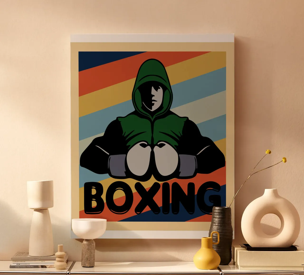 boxe retro art design tela con Cornice a cassetta da ririedis