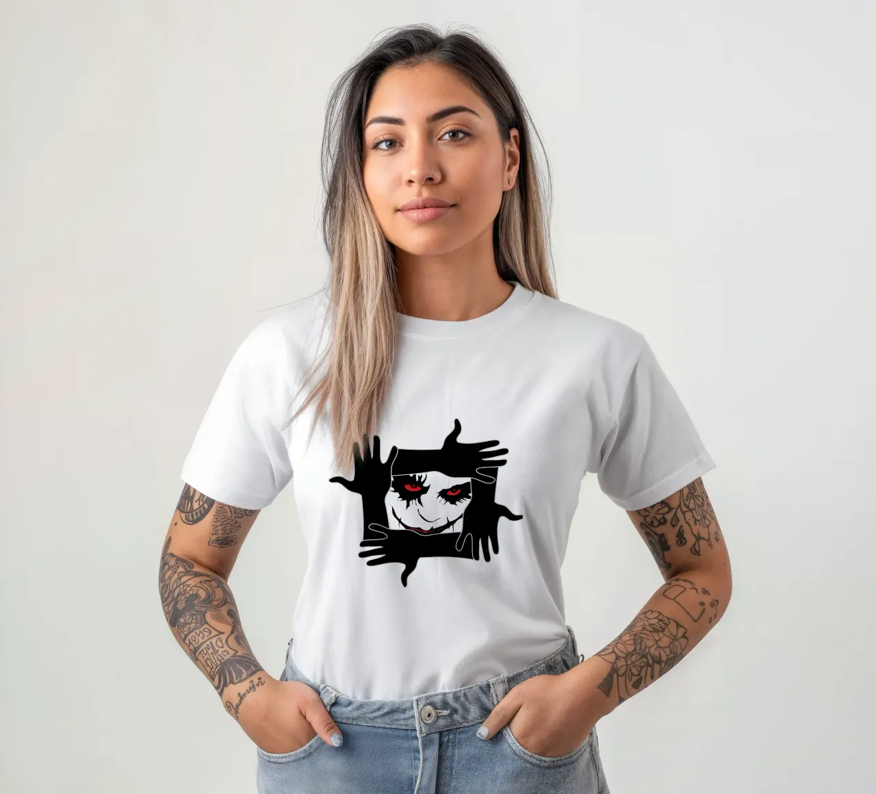 mani e faccia da clown t-shirt da ririedis