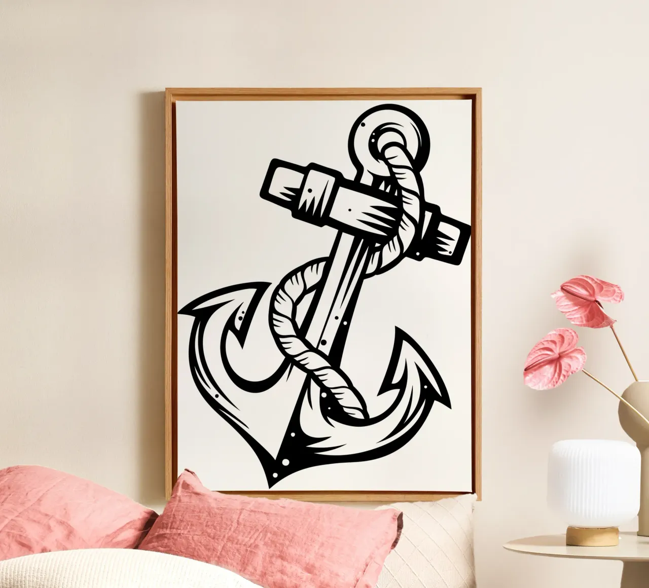 anker marine kunst ontwerp canvas met Baklijst van ririedis