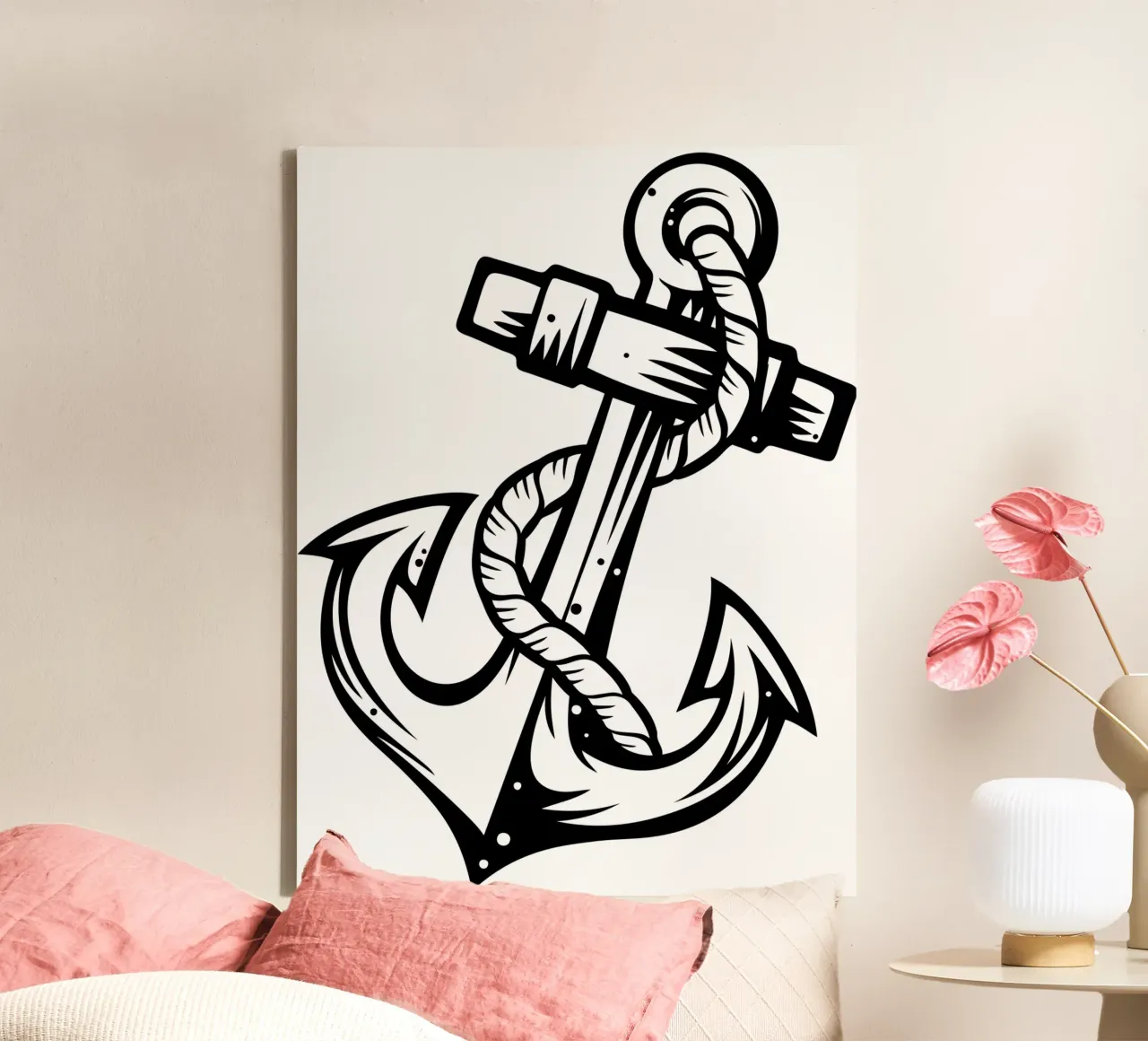 anker marine kunst ontwerp canvas met Baklijst van ririedis