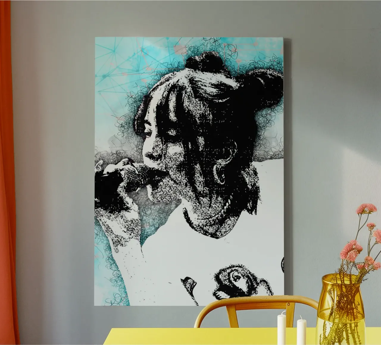 Arte di Eilish tela con Cornice a cassetta da neonartroom