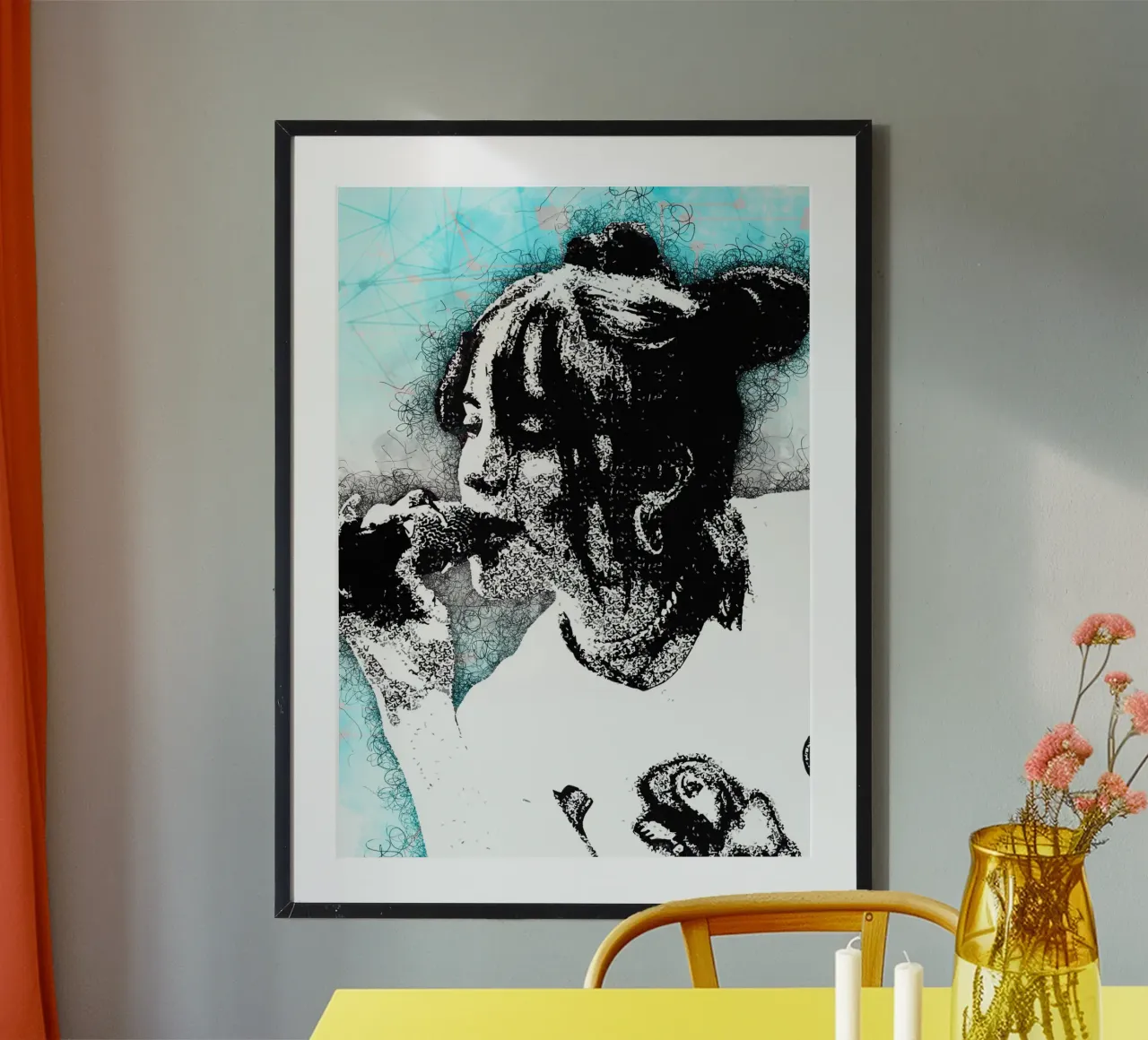 Arte di Eilish poster con telaio in alluminio da neonartroom